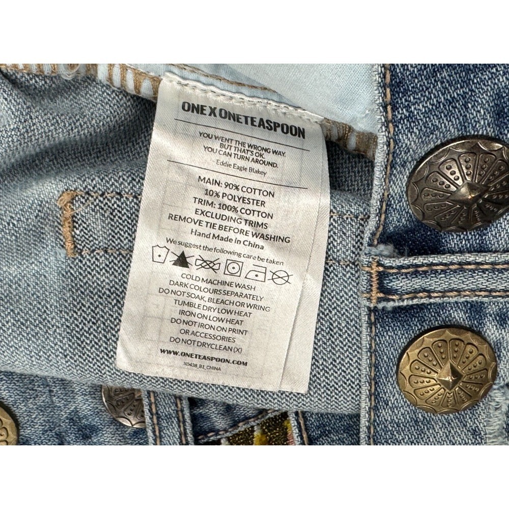 Oneteaspoon Awesome Baggies Jeans‎ Women 26 Flaw* Embellished Distressed Cotton - Picture 4 of 16